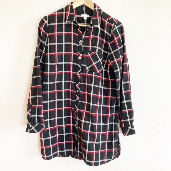 J. Jill Plaid Button Down Tunic Long Sleeve Shirt - Picture 1 of 9